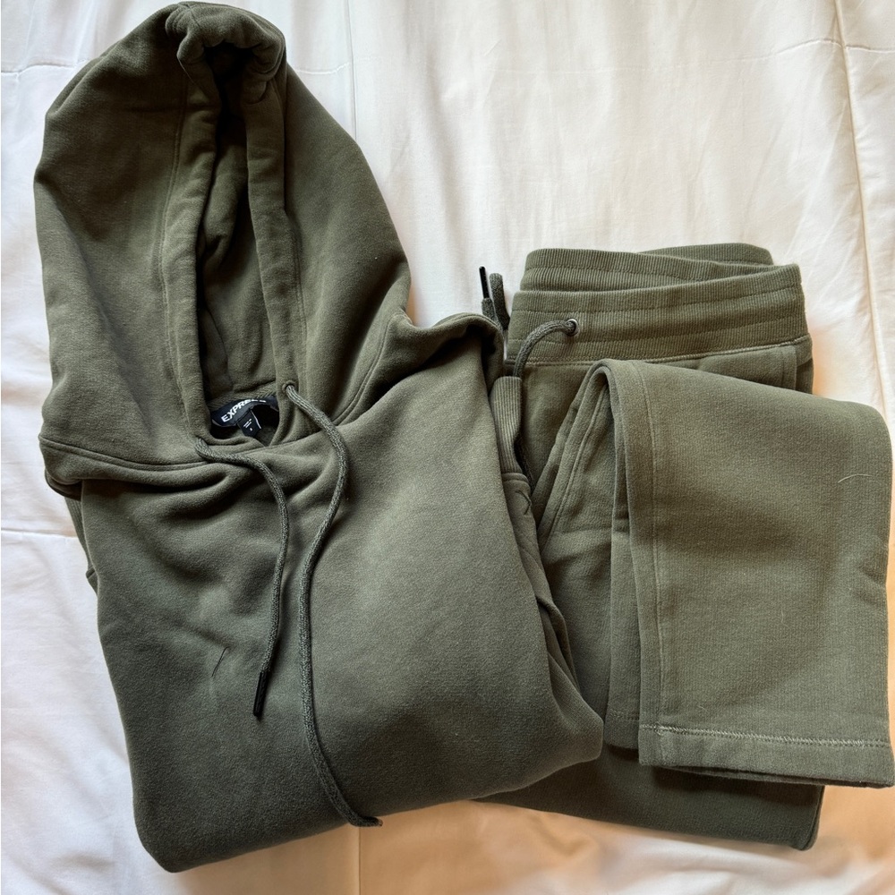 Olive Green Hoodie and Sweats Matching Set